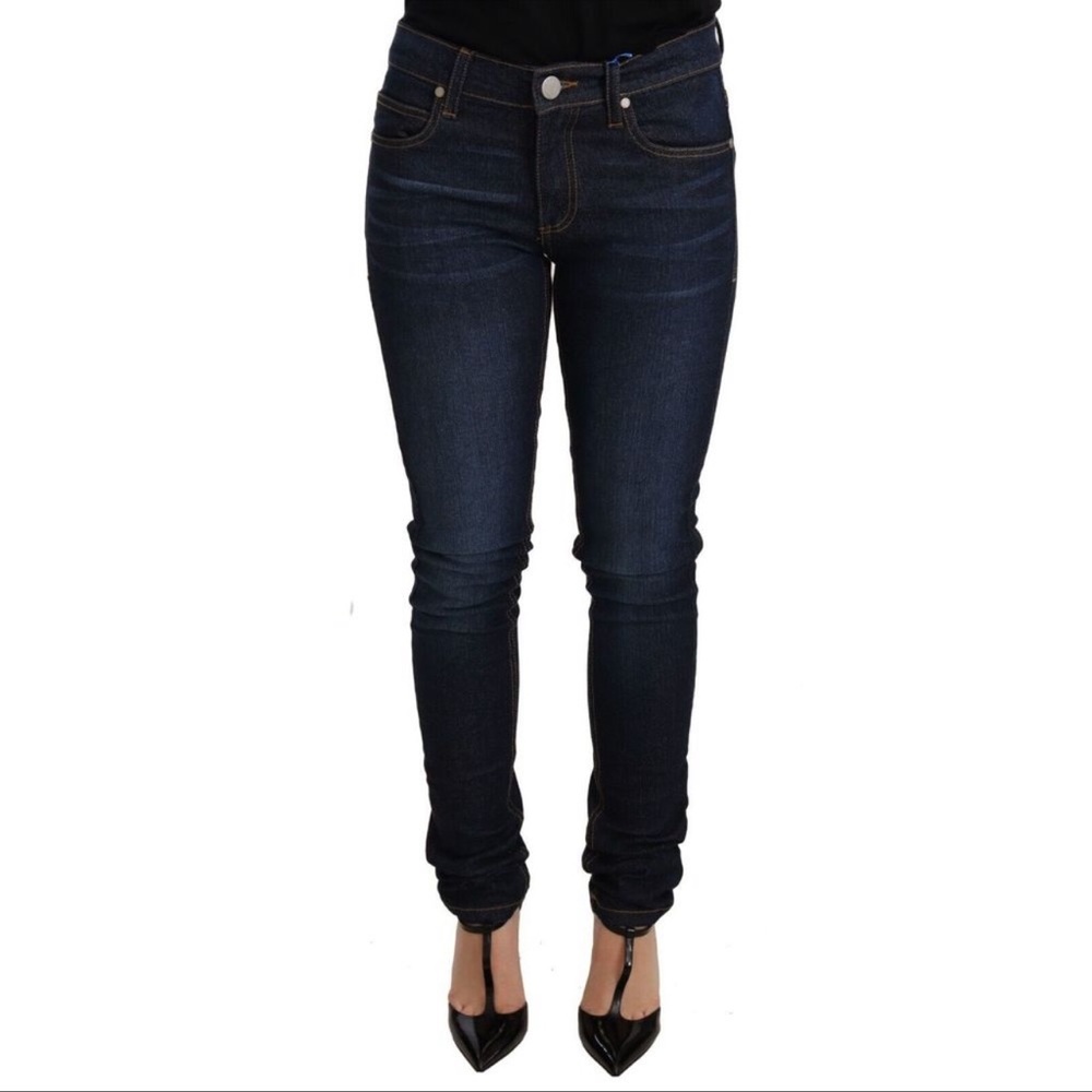 Versace Jeans Dark Blue Cotton Low Waist Skinny Denim Jeans Size 27